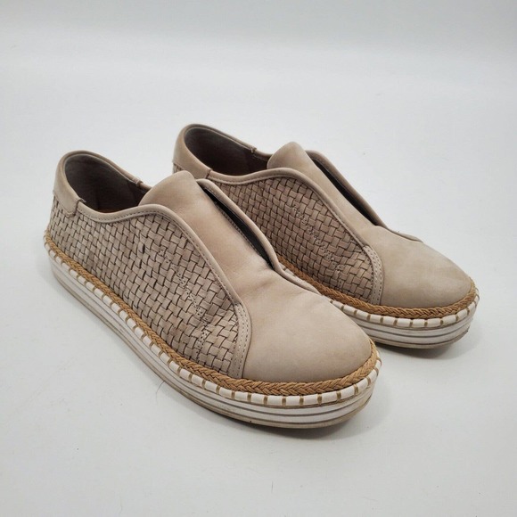 J/SLIDES Shoes - J Slides women 7.5M Beige Tan Kayla Braided Upper Causal Leather Shoes Sneakers